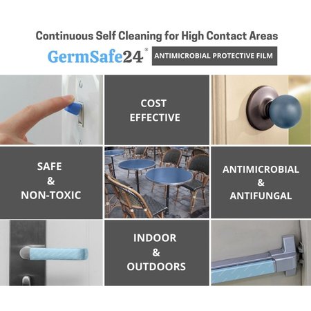 Germsafe24 GermSafe24 Antimicrobial Protective Film ADA Door Handle Coverings Protects for 180 Days- 12 Pack MBAFD-ADA-1-180